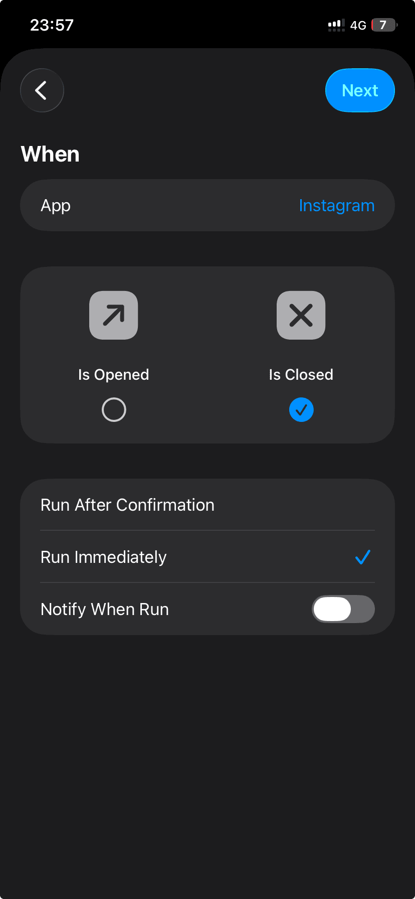 Choose Is Closed and keep immediate execution.