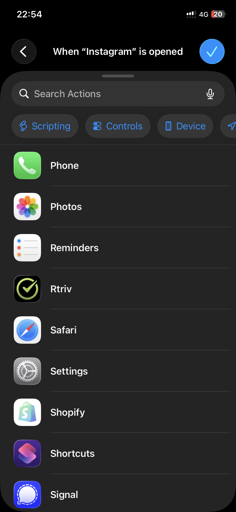 Choose RTRIV from the app list.